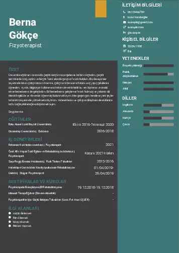 Fizyoterapist Cv Örnekleri cv indir